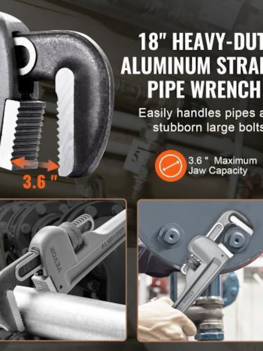 Vevor Γαλλικό Κλειδί Μήκους 457.2mm με Άνοιγμα Σιαγόνων έως 18mm και Αντιολισθητική Λαβή