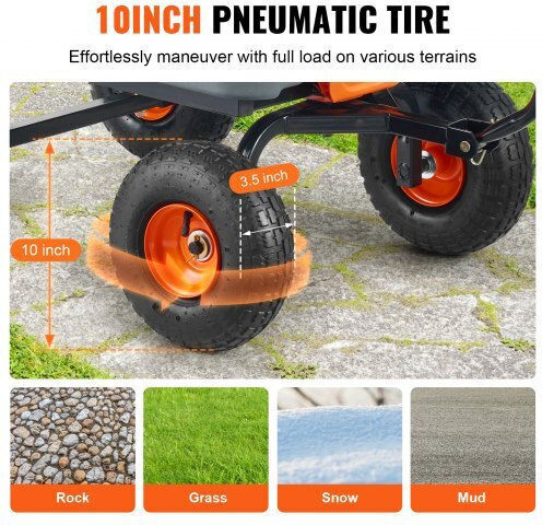Dump Cart Garden Cart Plastic Four-wheel with Maximum Load Weight 362kg 25.5x25.5cm.
