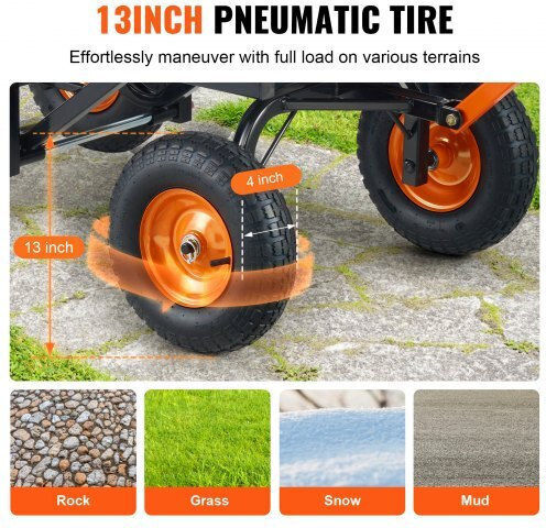Dump Cart Garden Cart Plastic Four-wheel with Maximum Load Weight 680kg