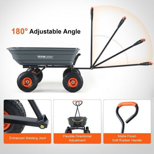 Dump Cart Garden Cart Plastic Four-wheel with Maximum Load Weight 272kg 25.5x25.5cm.