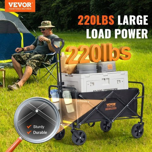 Foldable Garden Cart Four-wheel with Maximum Load Weight 99kg