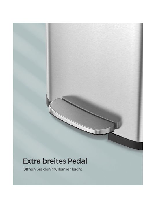 Songmics Waste Bin Waste Metallic with Pedal Silver 50lt 1pcs