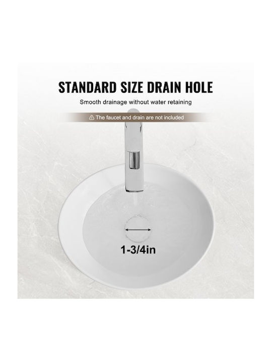 Vevor Aufgesetztes Waschbecken Keramik 40.64x34.036cm White