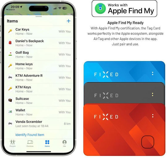 Fixed Tag Card With Find My Support Apple Find My Μαύρο Επαναφορτιζόμενο