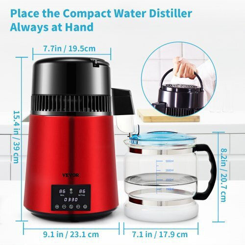 Vevor Water Distiller 1L/h 4L 750W Red Dsdw1lh4l220vktnfv2