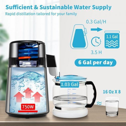 Vevor Water Distiller 1L/hour 4L 750W Silver Dsdw1lh4l220vzc7rv2