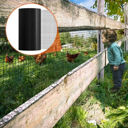 Vevor Σύρμα για Περίφραξη Κήπου από PVC Μαύρο