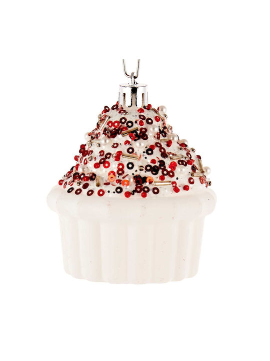 Σετ Κρεμαστά Στολίδια Cupcakes Κόκκινα 6cm 6τμχ