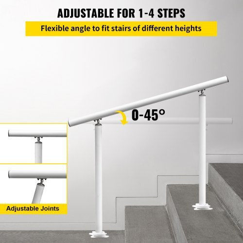 Vevor 4ft Adjustable White Aluminum Outdoor Stair Handrail Lzltfs4ycygbsdlz1v0