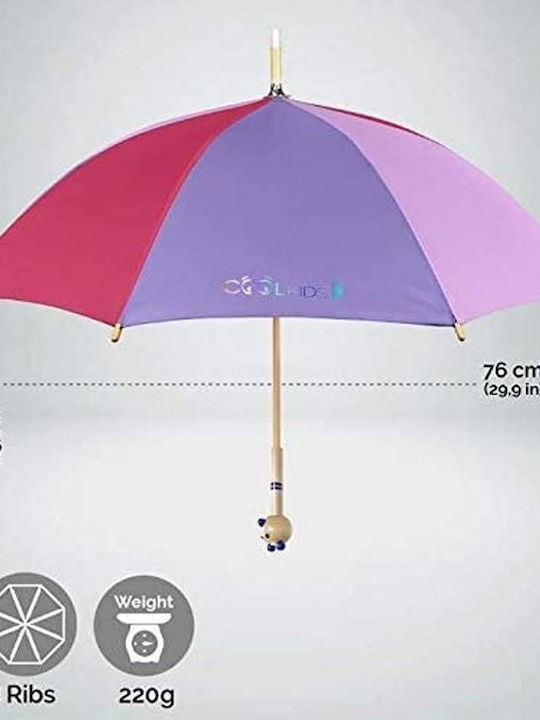 Perletti Kids Curved Handle Umbrella with Diameter 65cm Multicolour