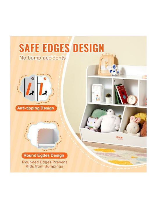 Kids Wooden Bookcase White 89x40x76cm