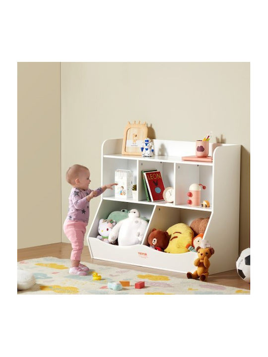 Kids Wooden Bookcase White 89x40x76cm