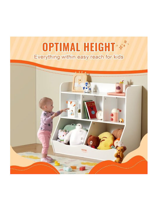 Kids Wooden Bookcase White 89x40x76cm