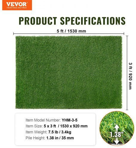 Natural Turf in Roll 0.9x1.5m and 35mm Height