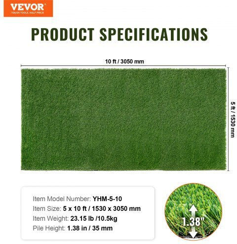 Gazon Natural în Rulou 1.524x3.048m și Înălțime Fir 35mm 1buc