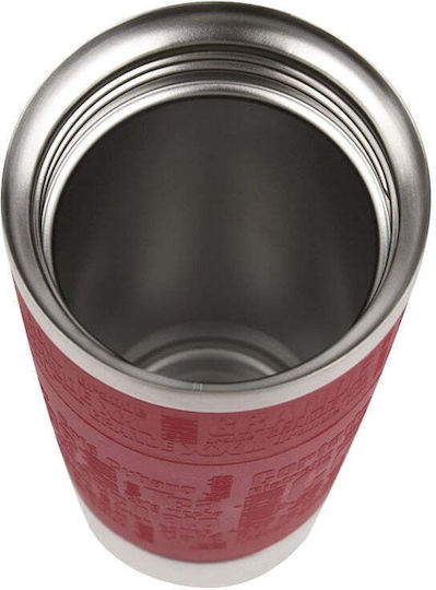 Tefal Travel Mug Glass Thermos Stainless Steel 500ml Red with Mouthpiece