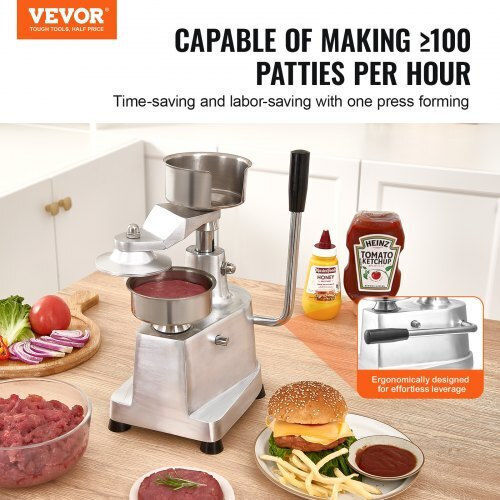 Vevor Professional Burger Press Machine 100mm/4" Stainless Steel Patty Press with 1000 Patty Papers