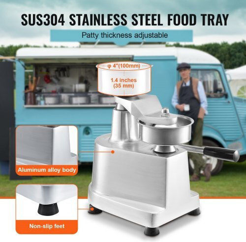 Vevor Professional Burger Press Machine 100mm/4" Stainless Steel Patty Press with 1000 Patty Papers