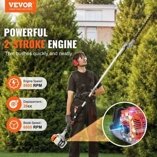 Vevor Vevor Garden Multi Tools Gasoline 2 in 1 Hedge Trimmer Attachment Extension
