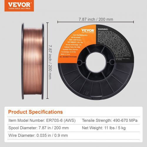 Vevor Welding Wire 0.9mm x 200mm 5kg SXHSJMIGER70SL4EXV0