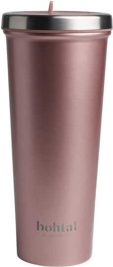 SmartShake Bohtal Glass Thermos Stainless Steel 750ml Pink with Mouthpiece