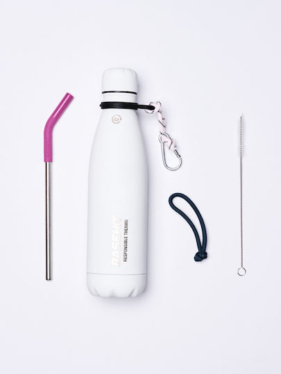 Basehit Μπουκάλι Θερμός Ανοξείδωτο BPA Free 500ml Λευκό με Καλαμάκι