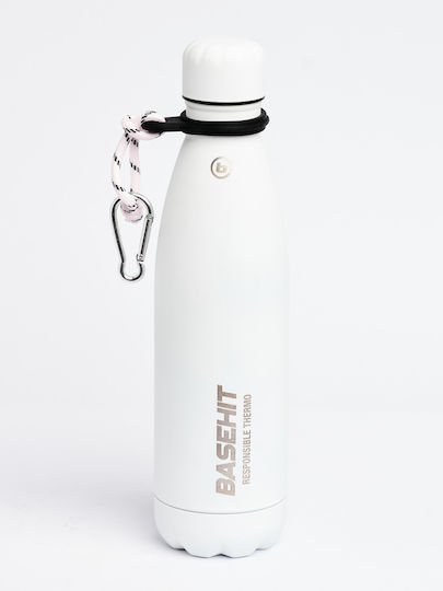 Basehit Μπουκάλι Θερμός Ανοξείδωτο BPA Free 500ml Λευκό με Καλαμάκι