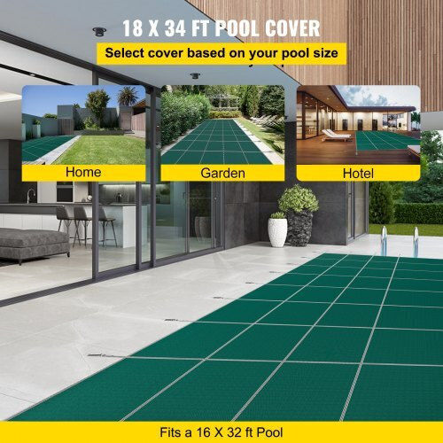 Κάλυμμα Ασφαλείας Πισίνας Vevor 16x32ft Πράσινο Δίχτυ Χειμώνα Yycm16x32ycycg001v0