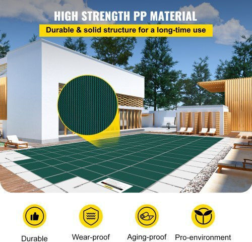 Husă de Siguranță pentru Piscină Vevor 18x36ft Piscine Rectangulare Verde Yycm18x36jzytycg1v0
