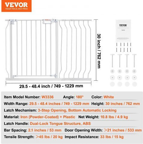 Vevor Door Dog made of Plastic in White Color 76.2 x 76.2 x 76.2cm