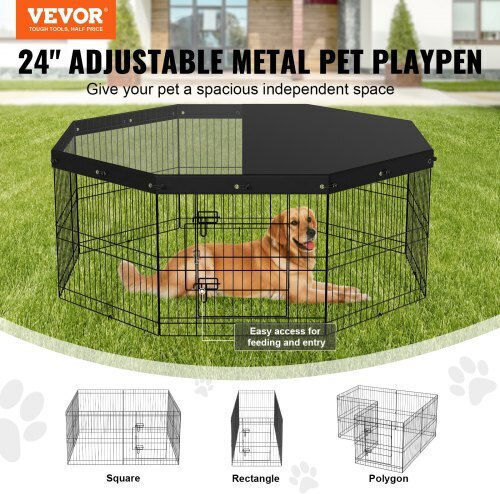 Faltbarer Laufstall Hunde Katzen Kaninchen Vevor 1600 x 1600 x 610 mm Metallabdeckung Modular