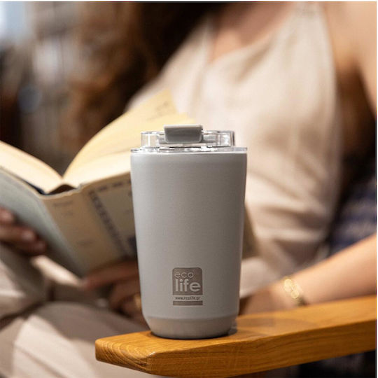 Ecolife Glass Thermos Stainless Steel BPA Free 360ml Pure Grey