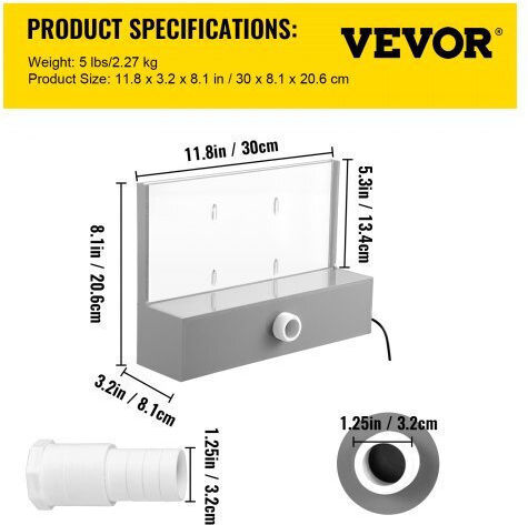 Vevor Καταρράκτης Πισίνας με LED Φωτισμό 30x8x20εκ. Μπλε