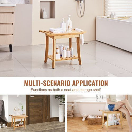 Vevor Floor Bathroom Shelf Wooden 24x13.8x18.9cm White