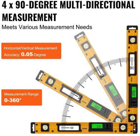 Vevor SXSPCBGYJP24IQ8BUV0 Spirit Level Aluminum Magnetic 60cm