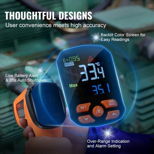 Vevor Infrared Thermometer 0°C to 40°C with Distance Ratio 50:1 HWCWYSZBG5002W23QV9