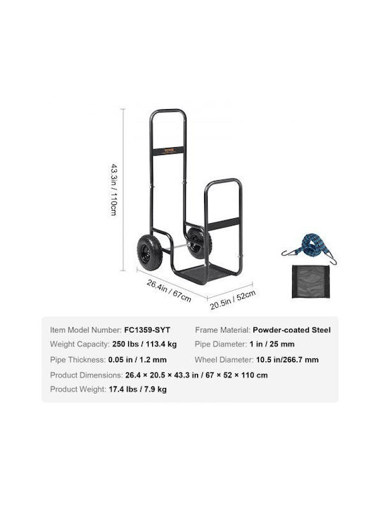 Vevor Inox Wood Transport Trolley 67x52x110cm Black