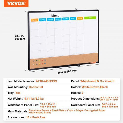 Vevor Cork Notice Board 91.44x60.96cm