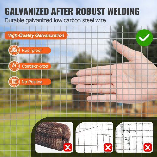 Vevor Galvanized Chicken Wire 0.9x15.24m