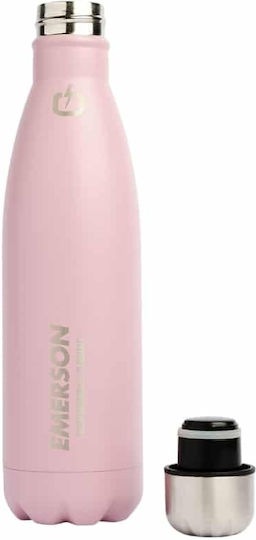 Emerson Recycelbar Flasche Thermosflasche Rostfreier Stahl BPA Frei 500ml Warm Pink mit Stroh