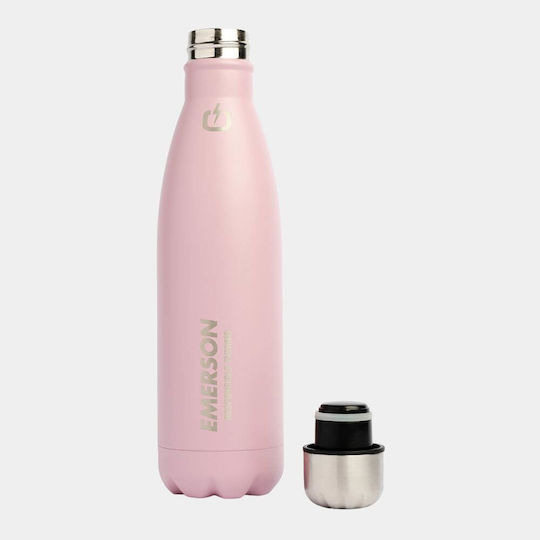 Emerson Recycelbar Flasche Thermosflasche Rostfreier Stahl BPA Frei 500ml Warm Pink mit Stroh