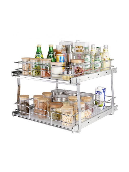 Double Shelf Vevor 48x51cm Heavy Duty Chrome Sliding Kitchen Bathroom Cabinets Hgs220w21d15hsw3pv0