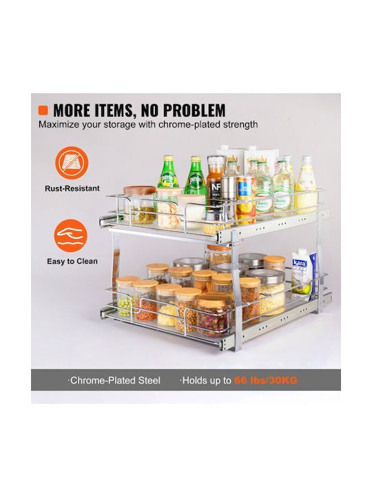 Double Shelf Vevor 48x51cm Heavy Duty Chrome Sliding Kitchen Bathroom Cabinets Hgs220w21d15hsw3pv0