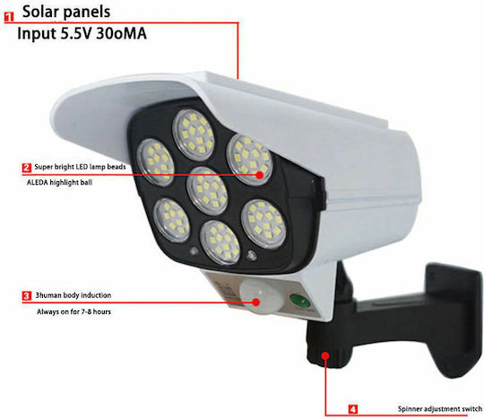 Camera de supraveghere falsă tip Bullet Camere de supraveghere simulare cu iluminare LED Alb