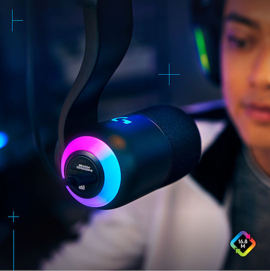 Logitech Yeticaster Gx Dynamic Rgb Gaming Mic Δυναμικό Μικρόφωνο USB Clip On για Φωνητικά σε Μπλε Χρώμα