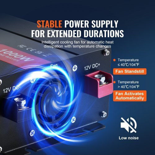 Vevor Καθαρός Ημιτονοειδής Μετατροπέας 1000w Dc12v Ac230v Τηλεχειριστήριο Ce Fcc Czxnbq1000wcilwt2v2