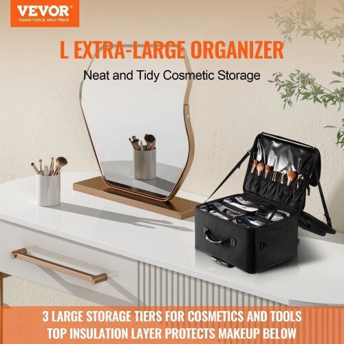 Vevor Fabric Cosmetic Case Black H38xW48xD26cm
