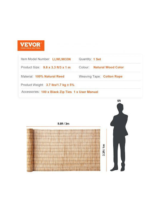 Vevor Καλαμωτή με Ολόκληρο Καλάμι 1x3m
