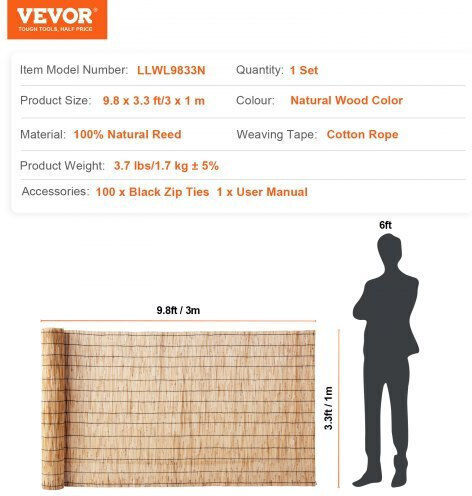 Vevor Καλαμωτή με Ολόκληρο Καλάμι 1x3m