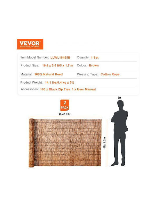 Vevor Καλαμωτή με Ολόκληρο Καλάμι 1.21x4.99m